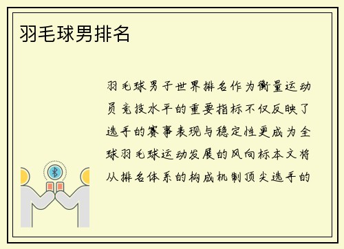 羽毛球男排名